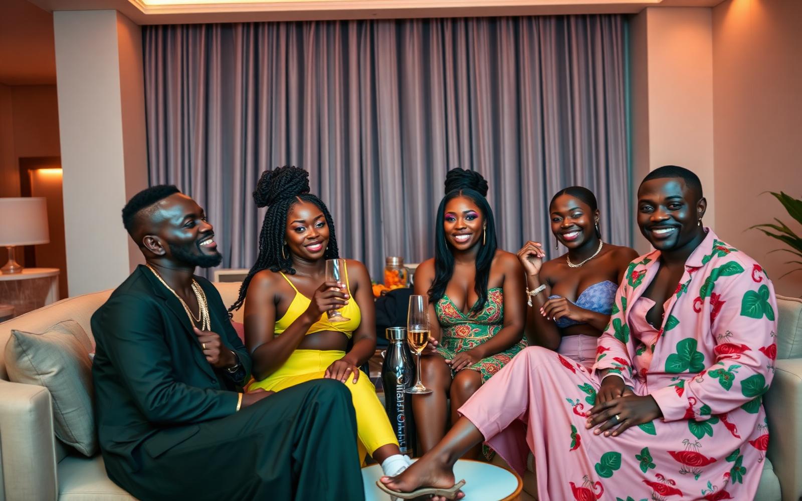 Nigerian reality TV set with young housemates socialising